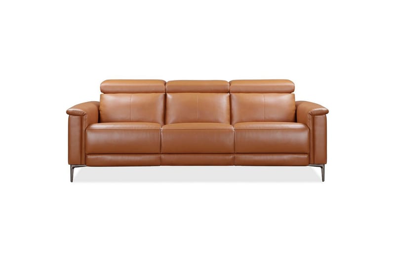 Sofa 3-seter Lund Kognac, PU, Manuell hvilestol - Kognac, PU, Manuell hvilestol - Møbler - Sofaer - Sofa 3 seter