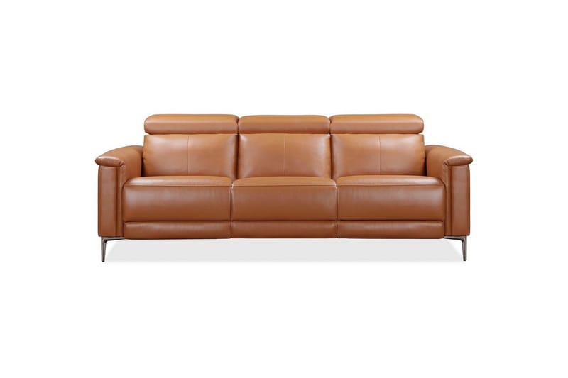 Sofa 3-seter Lund Kognac, PU, Manuell hvilestol - Kognac, PU, Manuell hvilestol - Møbler - Sofaer - Sofa 3 seter