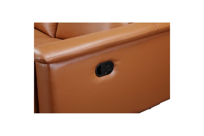 Sofa 3-seter Lund Kognac, PU, Manuell hvilestol - Kognac, PU, Manuell hvilestol - Møbler - Sofaer - Sofa 3 seter