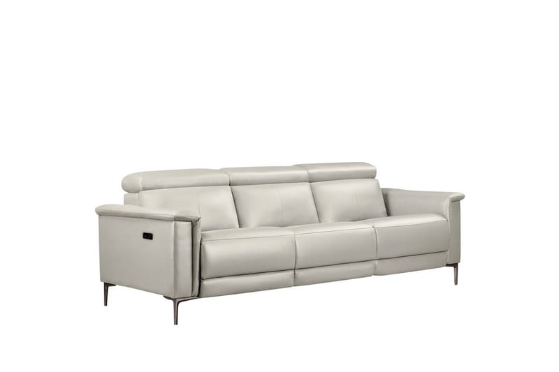 Sofa 3-seter Lund Krem, Lær/PU, Elektrisk recliner - Krem, Lær/PU, Elektrisk recliner - Møbler - Sofaer - Skinnsofaer