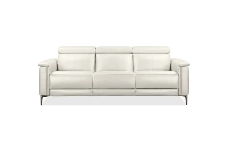 Sofa 3-seter Lund Krem, Lær/PU, Elektrisk recliner - Krem, Lær/PU, Elektrisk recliner - Møbler - Sofaer - Sofa 3 seter