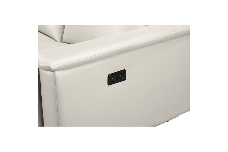 Sofa 3-seter Lund Krem, Lær/PU, Elektrisk recliner - Krem, Lær/PU, Elektrisk recliner - Møbler - Sofaer - Sofa 3 seter