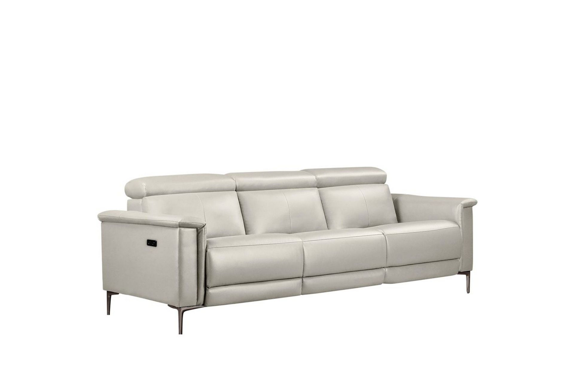 Sofa 3-seter Lund Krem, Lær/PU, Elektrisk recliner - Krem, Lær/PU, Elektrisk recliner