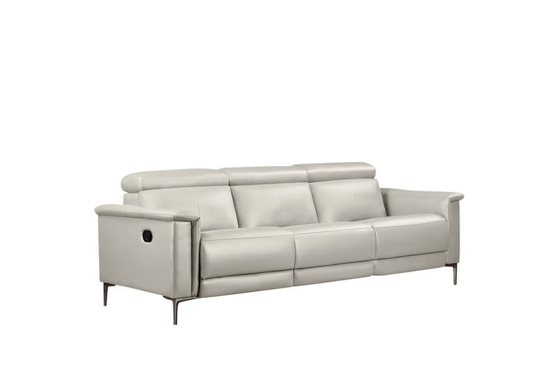 Sofa 3-seter Lund Krem, Lær/PU, Manuell hvilestol - Krem, Lær/PU, Manuell hvilestol - Møbler - Sofaer - Skinnsofaer