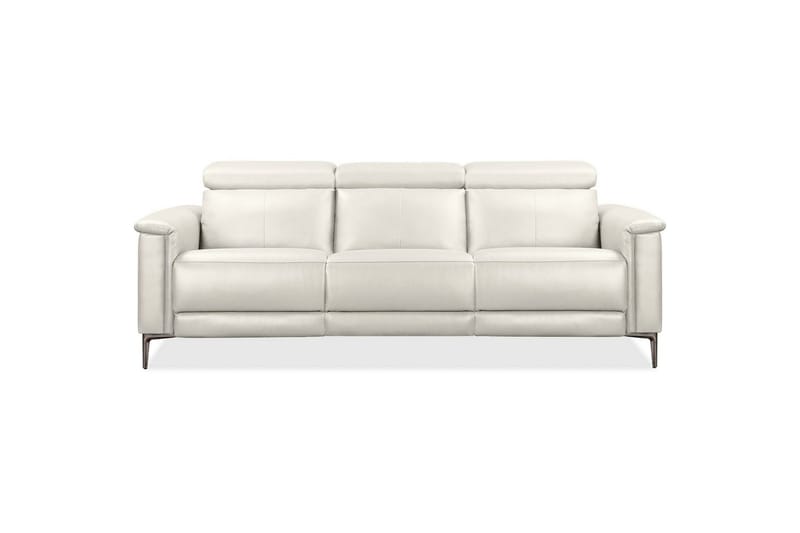 Sofa 3-seter Lund Krem, Lær/PU, Manuell hvilestol - Krem, Lær/PU, Manuell hvilestol - Møbler - Sofaer - Skinnsofaer