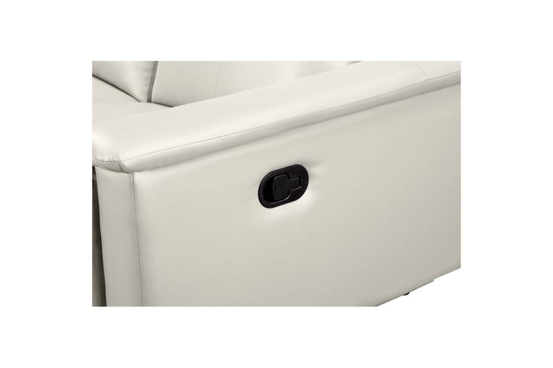 Sofa 3-seter Lund Krem, Lær/PU, Manuell hvilestol - Krem, Lær/PU, Manuell hvilestol - Møbler - Sofaer - Skinnsofaer