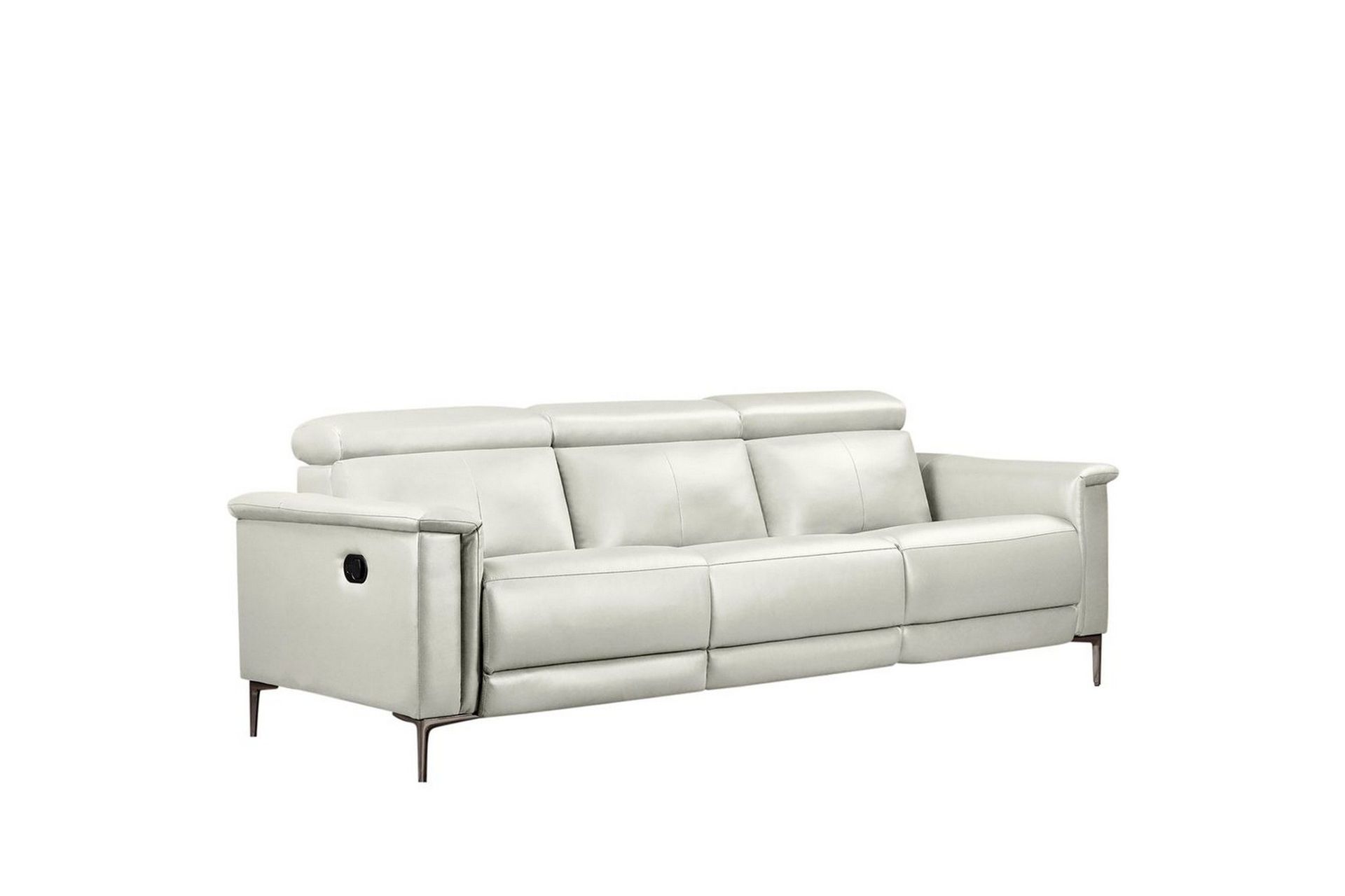 Sofa 3-seter Lund Krem, PU, Manuell hvilestol - Krem, PU, Manuell hvilestol