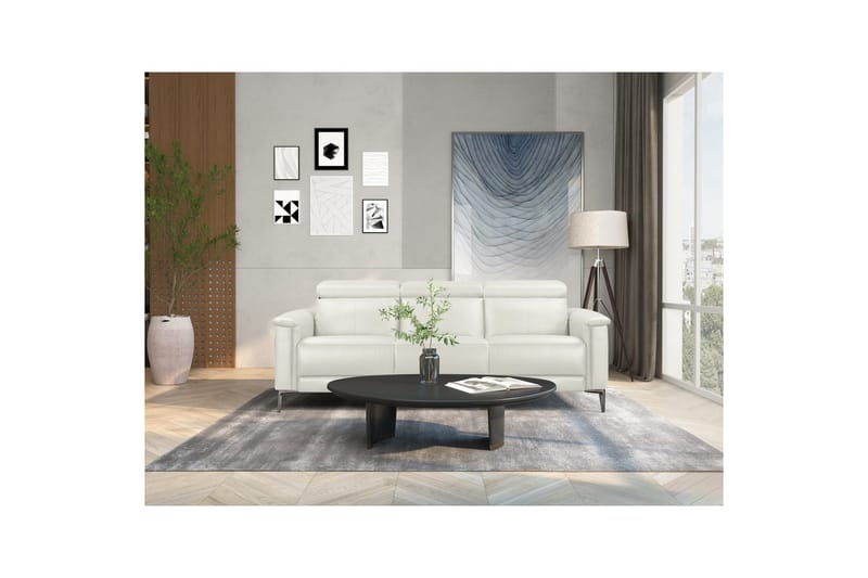 Sofa 3-seter Lund Krem, PU, Manuell hvilestol - Krem, PU, Manuell hvilestol - Møbler - Sofaer - Sofa 3 seter