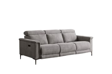 Sofa 3-seter Lund Lys grå, Belfast-stoff, Elektrisk recliner