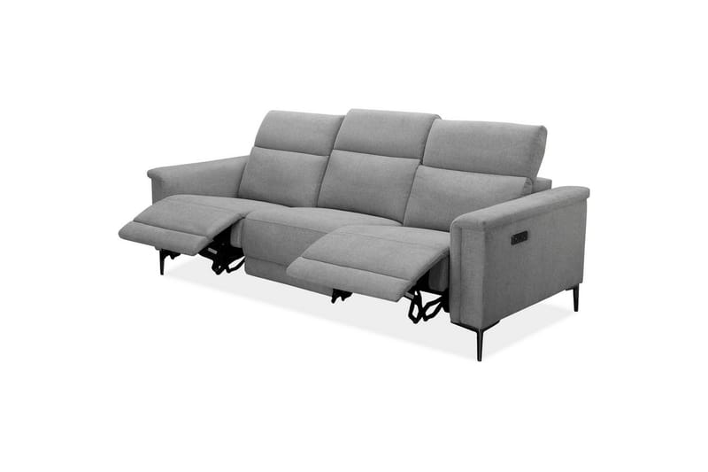Sofa 3-seter Lund Lys grå, Belfast-stoff, Elektrisk recliner - Lys grå, Belfast-stoff, Elektrisk recliner - Møbler - Sofaer - Sofa 3 seter