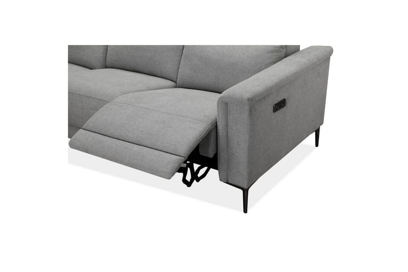 Sofa 3-seter Lund Lys grå, Belfast-stoff, Elektrisk recliner - Lys grå, Belfast-stoff, Elektrisk recliner - Møbler - Sofaer - Sofa 3 seter