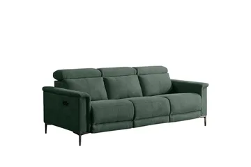 Sofa 3-seter Lund Mørk grønn, Belfast-stoff, Elektrisk recliner