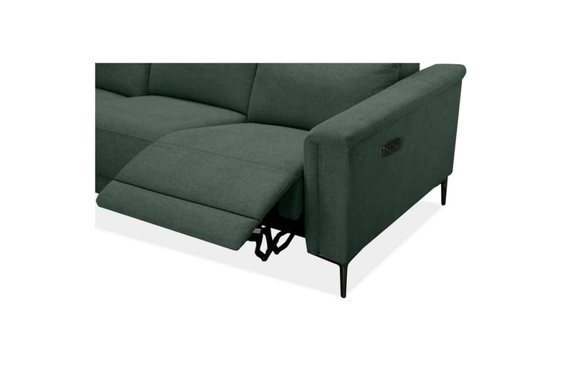 Sofa 3-seter Lund Mørk grønn, Belfast-stoff, Elektrisk recliner - Mørk grønn, Belfast-stoff, Elektrisk recliner - Møbler - Sofaer - Sofa 3 seter