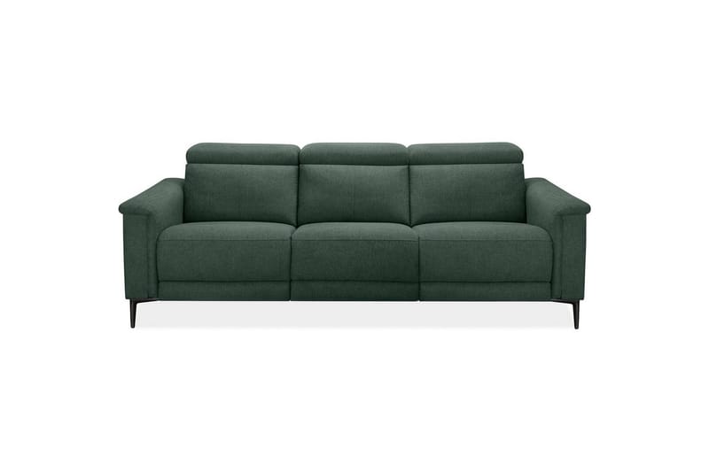 Sofa 3-seter Lund Mørk grønn, Belfast-stoff, Manuell hvilestol - Mørk grønn, Belfast-stoff, Manuell hvilestol - Møbler - Sofaer - Reclinersofaer