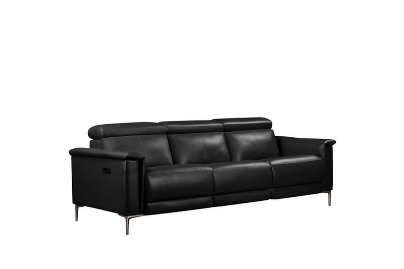 Sofa 3-seter Lund Svart, Lær/PU, Elektrisk recliner - Svart, Lær/PU, Elektrisk recliner - Møbler - Sofaer - Skinnsofaer