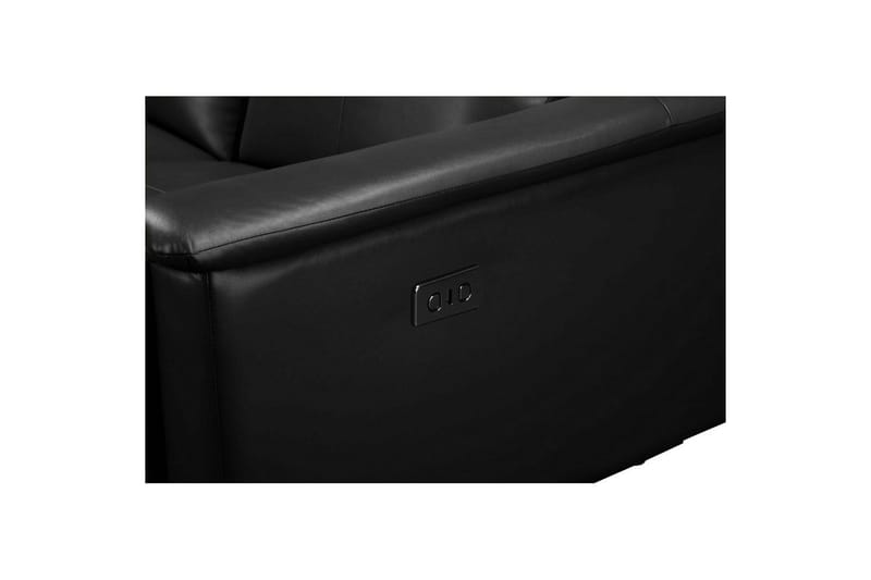 Sofa 3-seter Lund Svart, Lær/PU, Elektrisk recliner - Svart, Lær/PU, Elektrisk recliner - Møbler - Sofaer - Skinnsofaer