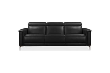 Sofa 3-seter Lund Svart, PU, Manuell hvilestol - Svart, PU, Manuell hvilestol - Møbler - Sofaer - Sofa 3 seter