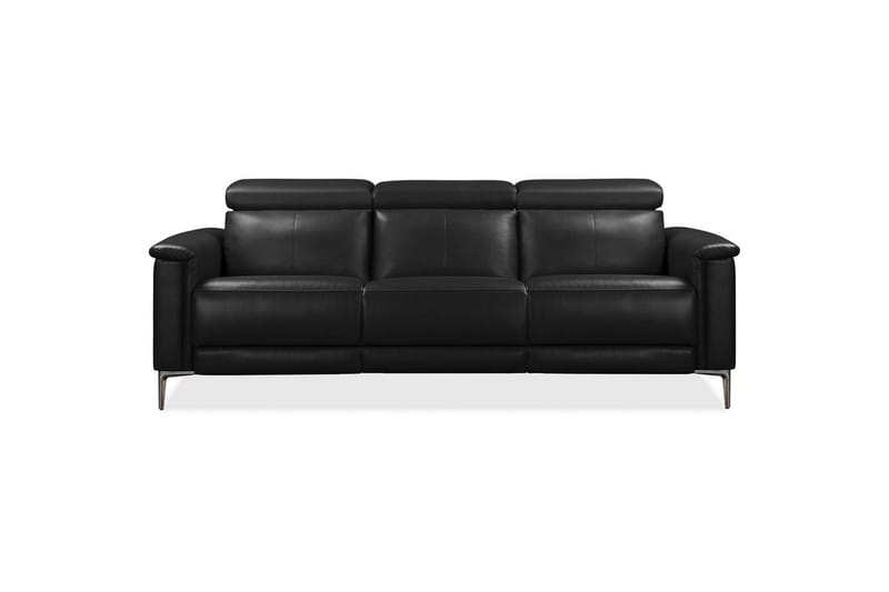 Sofa 3-seter Lund Svart, PU, Manuell hvilestol - Svart, PU, Manuell hvilestol - Møbler - Sofaer - Sofa 3 seter