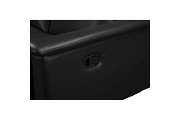 Sofa 3-seter Lund Svart, PU, Manuell hvilestol - Svart, PU, Manuell hvilestol - Møbler - Sofaer - Sofa 3 seter