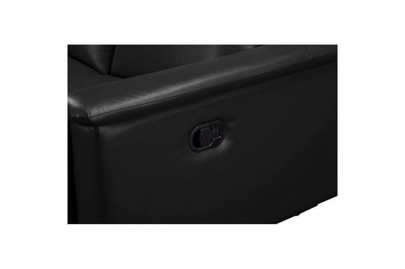 Sofa 3-seter Lund Svart, PU, Manuell hvilestol - Svart, PU, Manuell hvilestol - Møbler - Sofaer - Sofa 3 seter