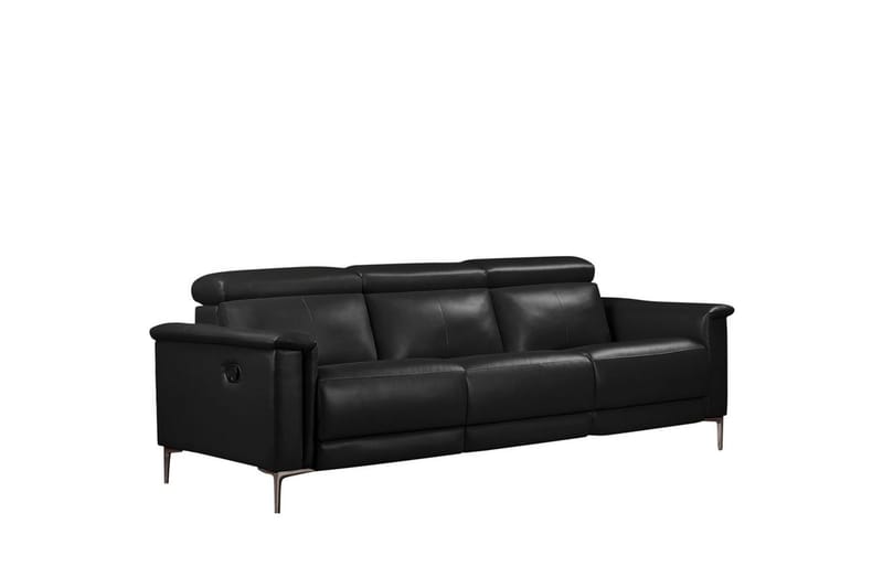 Sofa 3-seter Lund Svart, PU, Manuell hvilestol - Svart, PU, Manuell hvilestol - Møbler - Sofaer - Sofa 3 seter