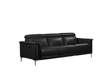 Sofa 3-seter Lund Svart, PU, Elektrisk recliner