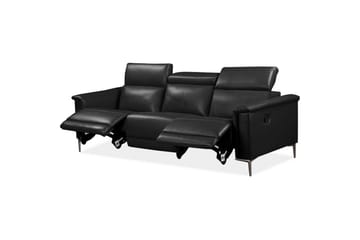 Sofa 3-seter Lund Svart, PU, Manuell hvilestol - Svart, PU, Manuell hvilestol - Møbler - Sofaer - Sofa 3 seter