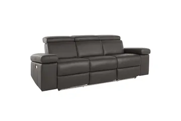Sofa 3-seter Rayland Brun, PU, Elektrisk recliner