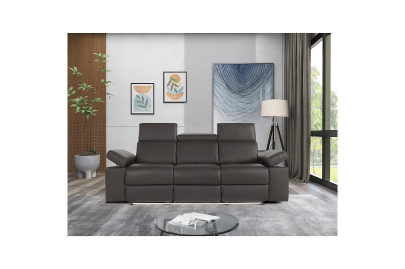 Sofa 3-seter Rayland Brun, PU, Elektrisk recliner - Brun, PU, Elektrisk recliner - Møbler - Sofaer - Reclinersofaer