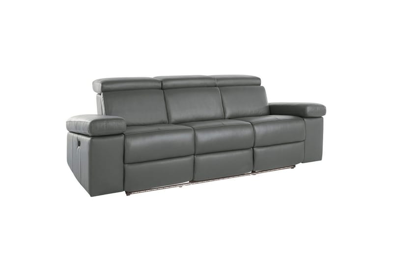 Sofa 3-seter Rayland Grå, Lær/PU, Elektrisk recliner - Grå, Lær/PU, Elektrisk recliner - Møbler - Sofaer - Sofa 3 seter