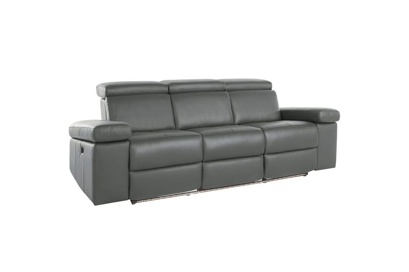 Sofa 3-seter Rayland Grå, Lær/PU, Manuell hvilestol - Grå, Lær/PU, Manuell hvilestol - Møbler - Sofaer - Reclinersofaer