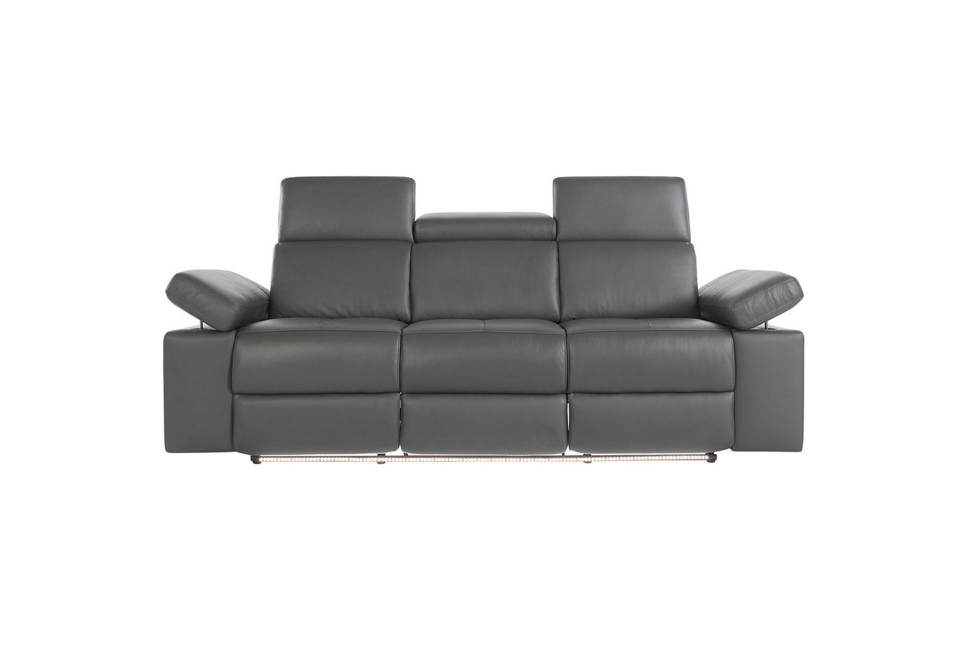 Sofa 3-seter Rayland Grå, Lær/PU, Manuell hvilestol - Grå, Lær/PU, Manuell hvilestol - Møbler - Sofaer - Sofa 3 seter