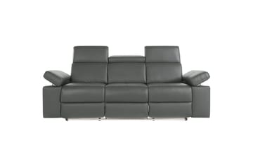 Sofa 3-seter Rayland Grå, Lær/PU, Manuell hvilestol - Grå, Lær/PU, Manuell hvilestol - Møbler - Sofaer - Sofa 3 seter