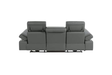 Sofa 3-seter Rayland Grå, Lær/PU, Manuell hvilestol - Grå, Lær/PU, Manuell hvilestol - Møbler - Sofaer - Sofa 3 seter