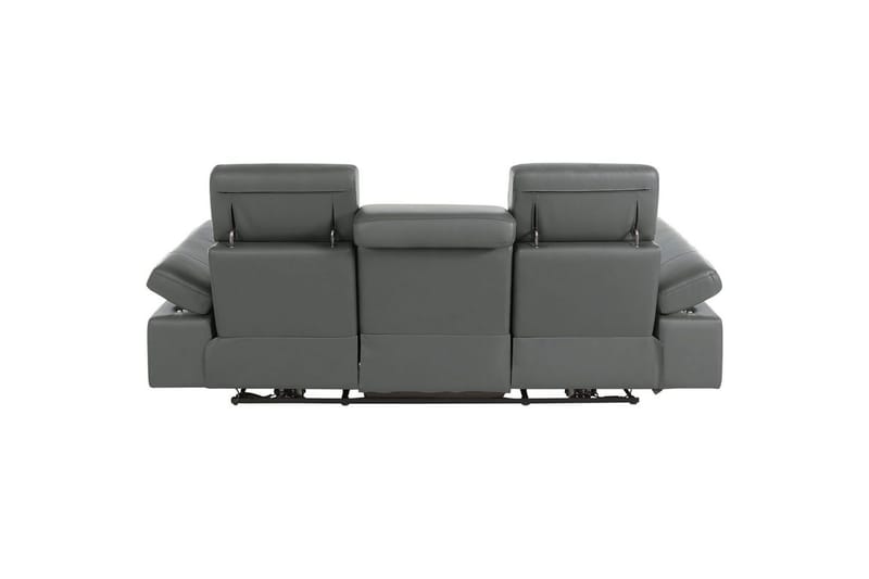 Sofa 3-seter Rayland Grå, Lær/PU, Manuell hvilestol - Grå, Lær/PU, Manuell hvilestol - Møbler - Sofaer - Sofa 3 seter