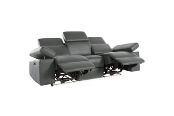 Sofa 3-seter Rayland Grå, Lær/PU, Manuell hvilestol - Grå, Lær/PU, Manuell hvilestol - Møbler - Sofaer - Sofa 3 seter