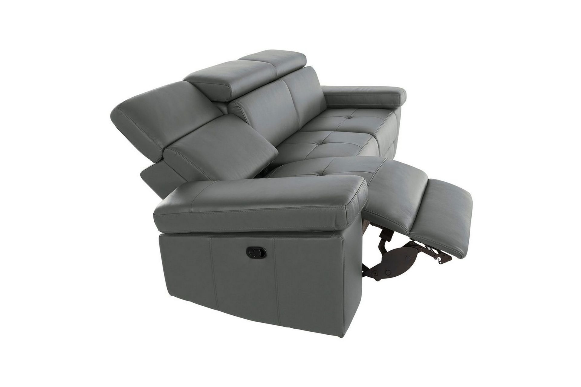Sofa 3-seter Rayland Grå, Lær/PU, Manuell hvilestol - Grå, Lær/PU, Manuell hvilestol - Møbler - Sofaer - Sofa 3 seter