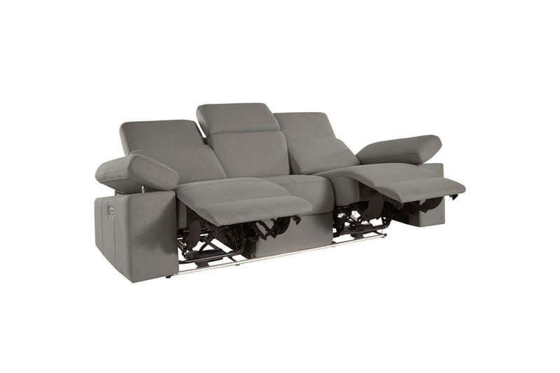Sofa 3-seter Rayland Grå, Sunday Stoff, Elektrisk recliner - Grå, Sunday Stoff, Elektrisk recliner - Møbler - Sofaer - Sofa 3 seter