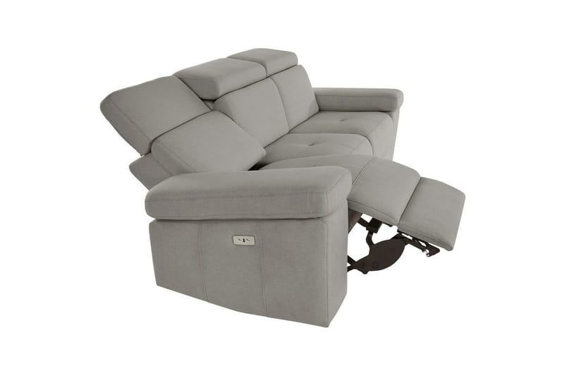 Sofa 3-seter Rayland Grå, Sunday Stoff, Elektrisk recliner - Grå, Sunday Stoff, Elektrisk recliner - Møbler - Sofaer - Sofa 3 seter