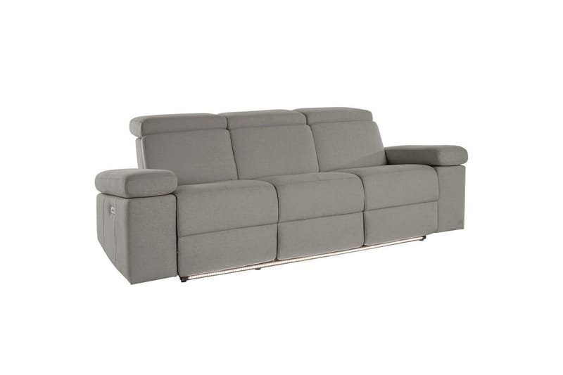 Sofa 3-seter Rayland Grå, Sunday Stoff, Elektrisk recliner - Grå, Sunday Stoff, Elektrisk recliner - Møbler - Sofaer - Sofa 3 seter