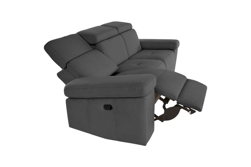 Sofa 3-seter Rayland Grå, Sunday Stoff, Manuell hvilestol - Grå, Sunday Stoff, Manuell hvilestol - Møbler - Sofaer - Sofa 3 seter