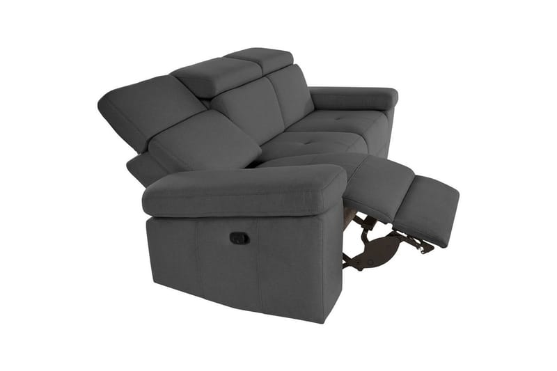 Sofa 3-seter Rayland Grå, Sunday Stoff, Manuell hvilestol - Grå, Sunday Stoff, Manuell hvilestol - Møbler - Sofaer - Reclinersofaer
