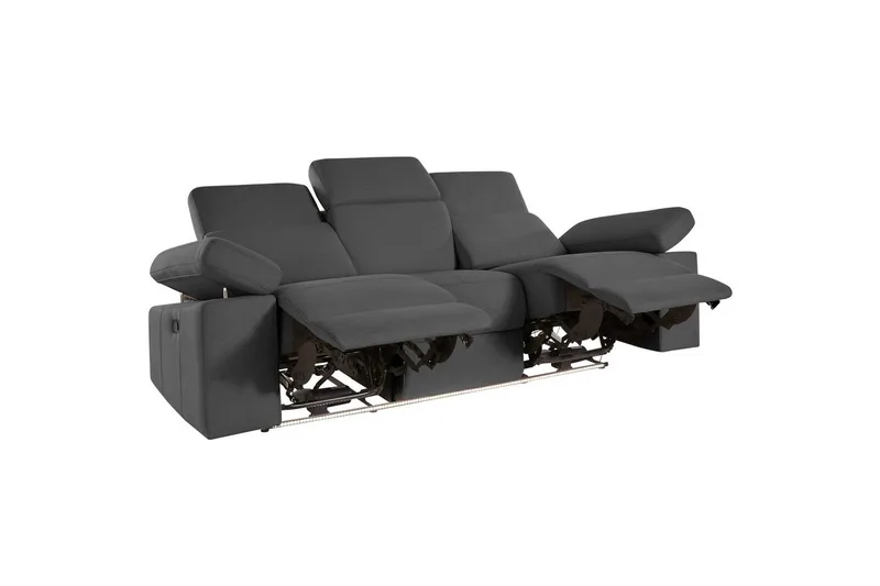 Sofa 3-seter Rayland Grå, Sunday Stoff, Manuell hvilestol - Grå, Sunday Stoff, Manuell hvilestol - Møbler - Sofaer - Sofa 3 seter