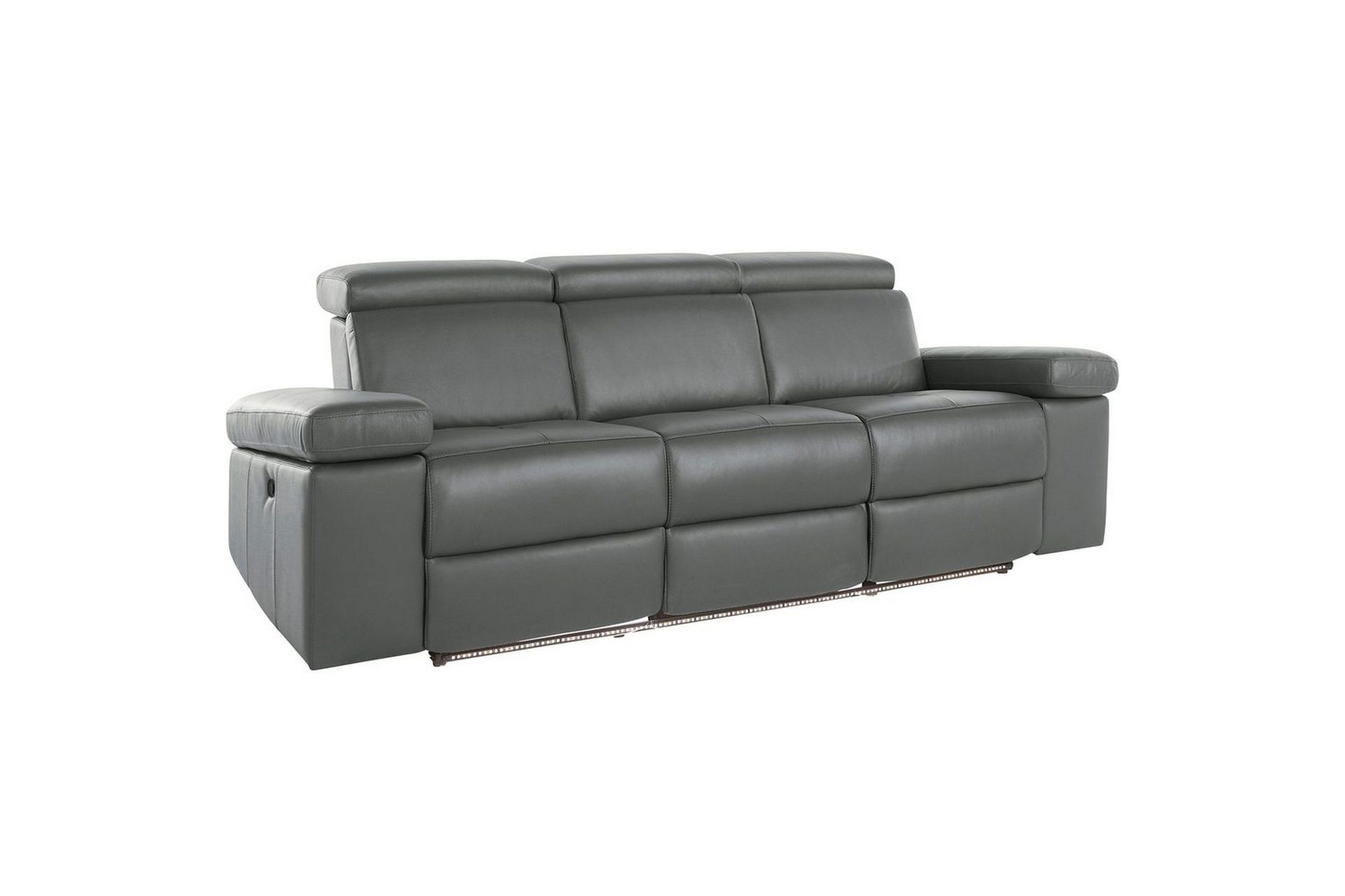 Sofa 3-seter Rayland Grå, PU, Manuell hvilestol - Grå, PU, Manuell hvilestol