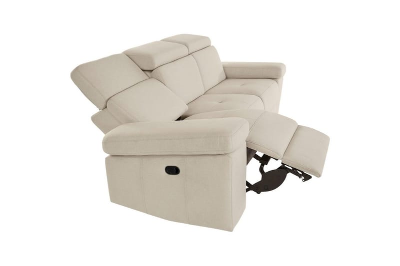 Sofa 3-seter Rayland Hvit, Sunday Stoff, Elektrisk recliner - Hvit, Sunday Stoff, Elektrisk recliner - Møbler - Sofaer - Sofa 3 seter