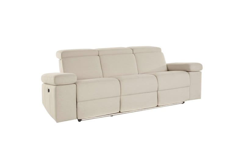 Sofa 3-seter Rayland Hvit, Sunday Stoff, Elektrisk recliner, Hvit, Sunday Stoff, Elektrisk recliner