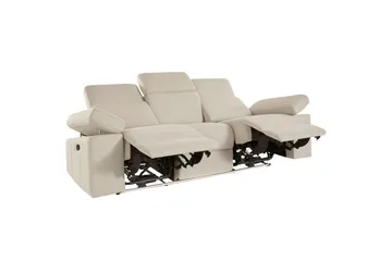 Sofa 3-seter Rayland Hvit, Sunday Stoff, Elektrisk recliner - Hvit, Sunday Stoff, Elektrisk recliner - Møbler - Sofaer - Sofa 3 seter