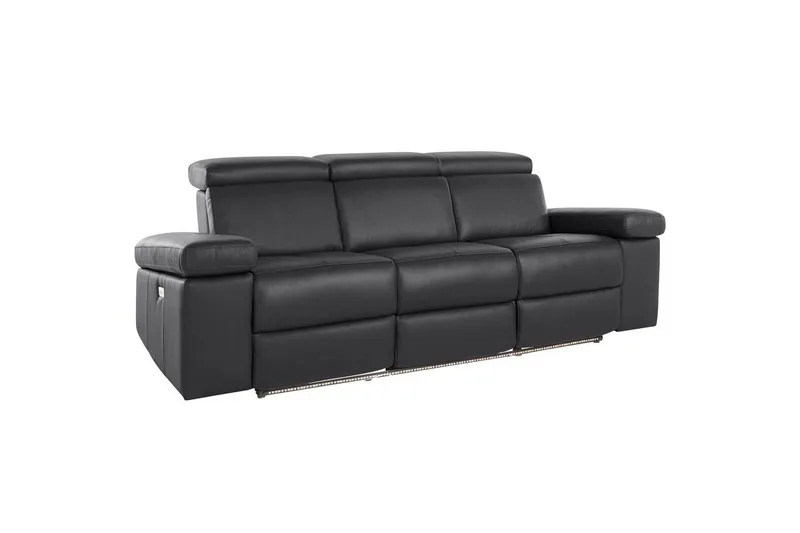 Sofa 3-seter Rayland Svart, Lær/PU, Elektrisk recliner - Svart, Lær/PU, Elektrisk recliner - Møbler - Sofaer - Sofa 3 seter