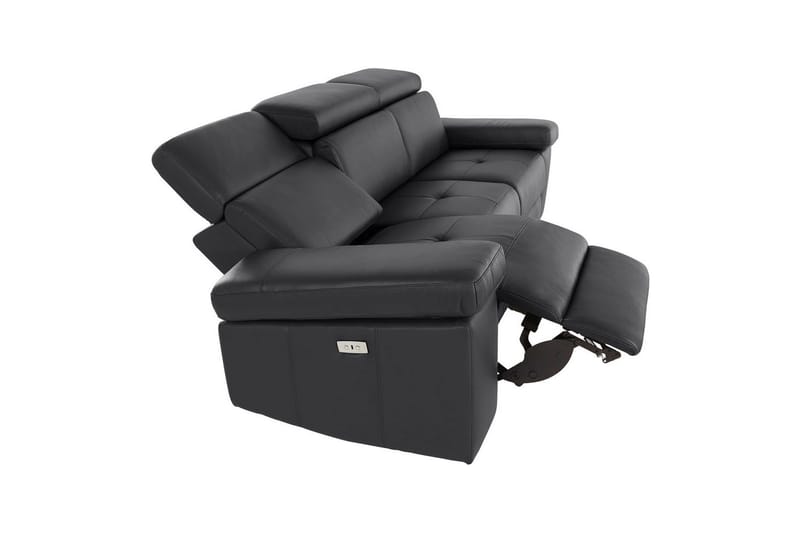 Sofa 3-seter Rayland Svart, Lær/PU, Elektrisk recliner - Svart, Lær/PU, Elektrisk recliner - Møbler - Sofaer - Reclinersofaer