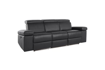 Sofa 3-seter Rayland Svart, PU, Manuell hvilestol